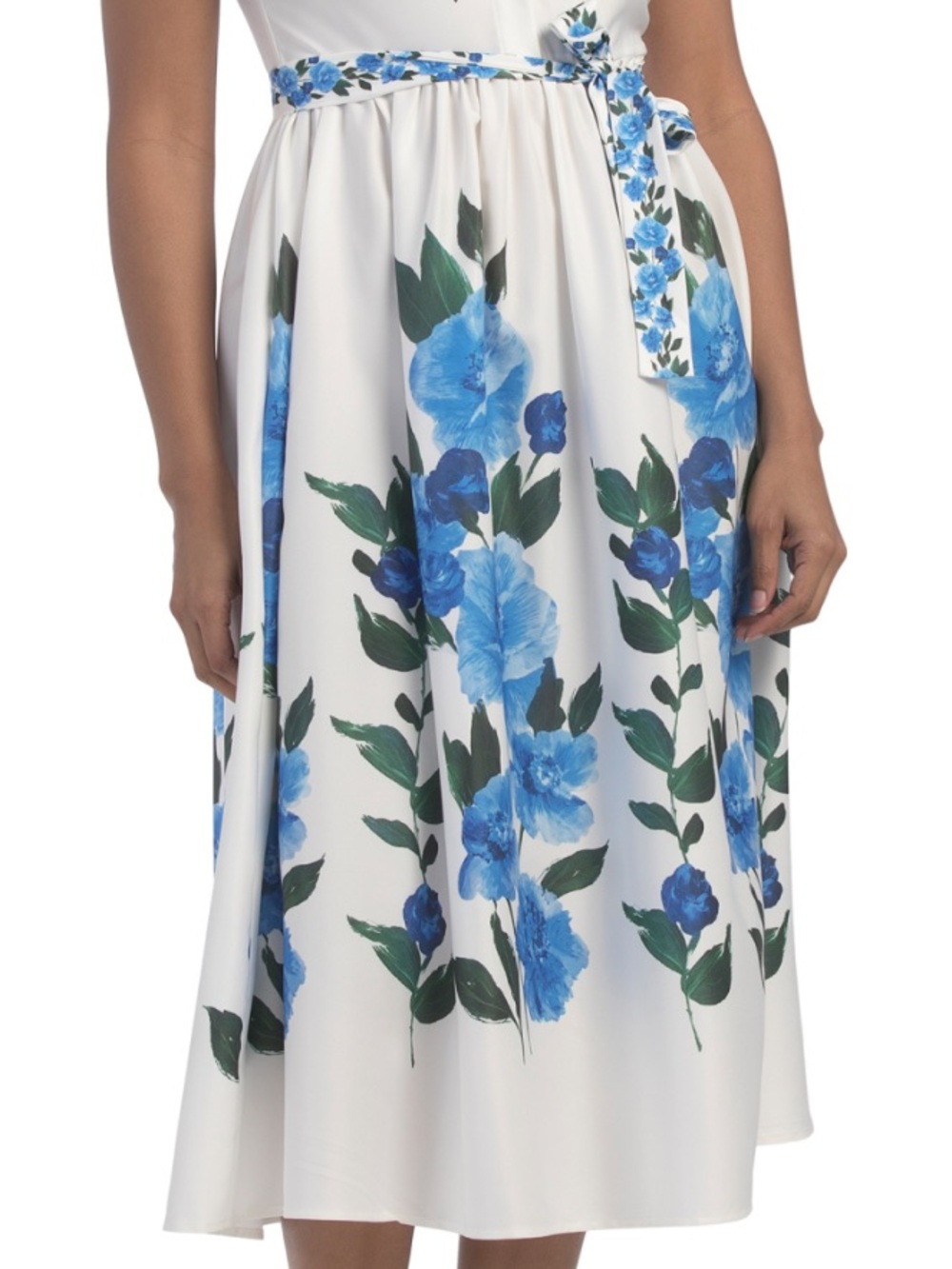 DALIA MACPHEE Short Sleeve Floral Dress With Belt - Picture 3 of 6